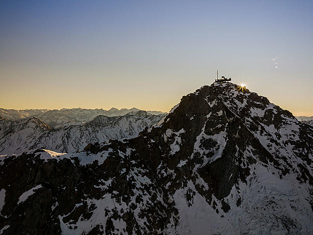 Panoramic platform Iceman Ötzi Peak, one of the most famous sights in Val Senales on the glacier